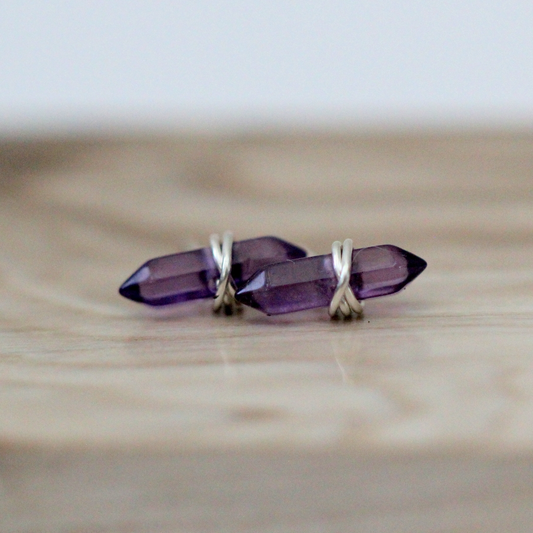 Crest Studs - Amethyst