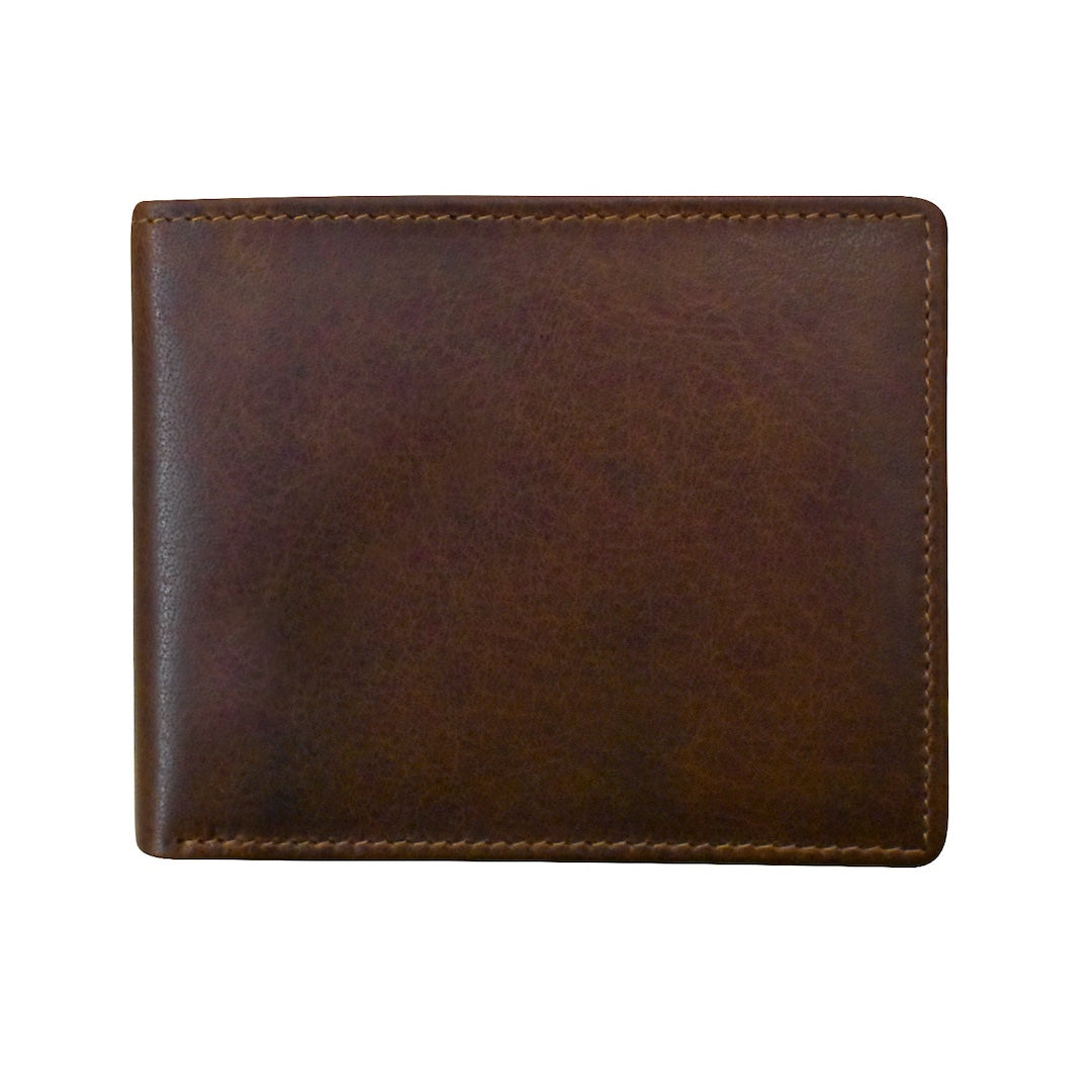 Brown leather wallet on a white background