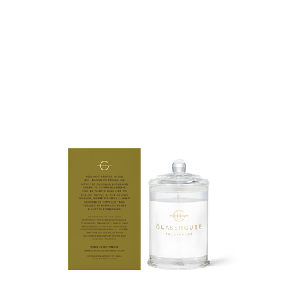 Glasshouse candle with packaging on a white background