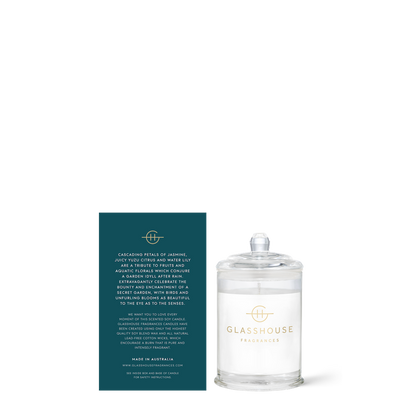 Glasshouse candle with packaging on a white background