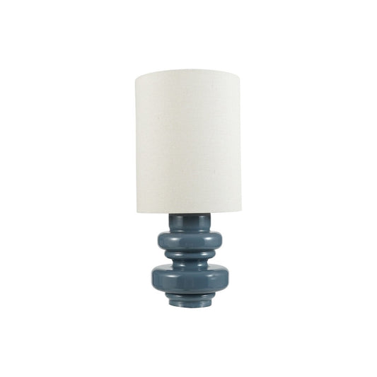 Grey Glass Table Lamp with Linen Shade on a white background