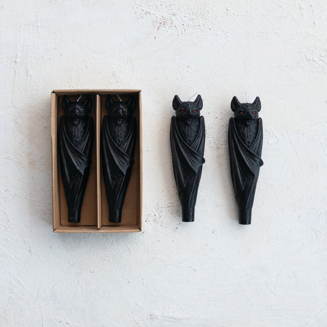 Set of 2 Bat Shaped Taper Candles