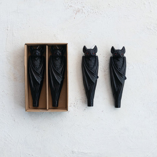 Set of 2 Bat Shaped Taper Candles