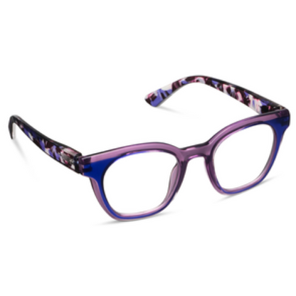 Purple eyeglasses on a white background