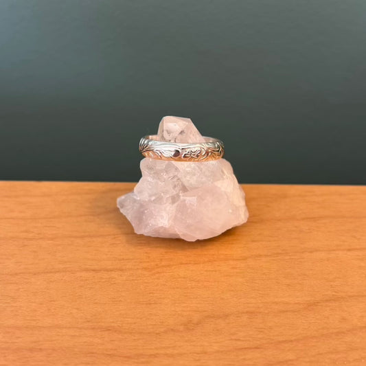Silver Floral Band Stacking Ring