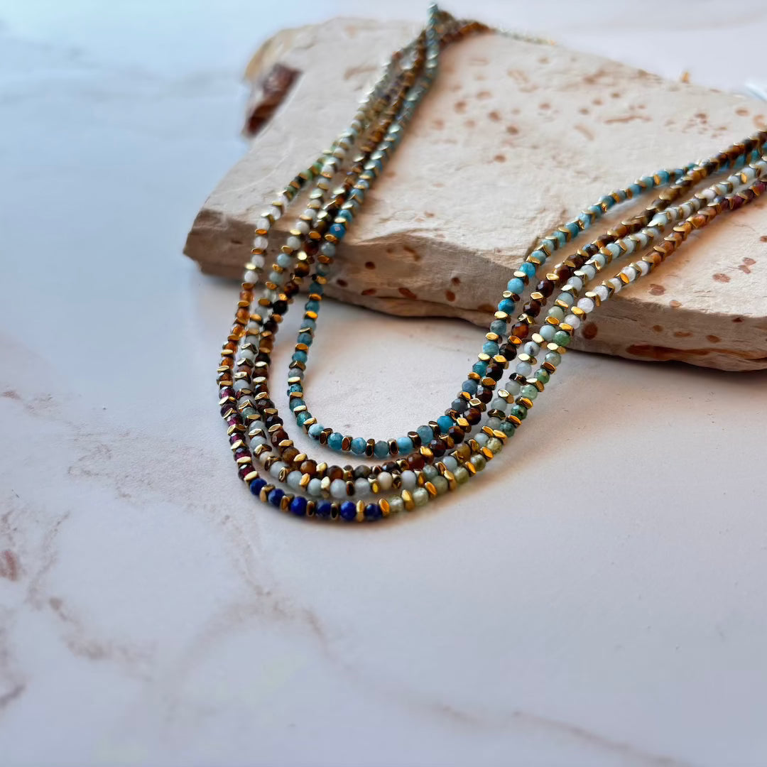 Bronze Bead & Gemstone Necklace Stowaway Jewelry