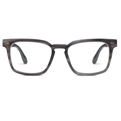 Charcoal eyeglasses on a white background
