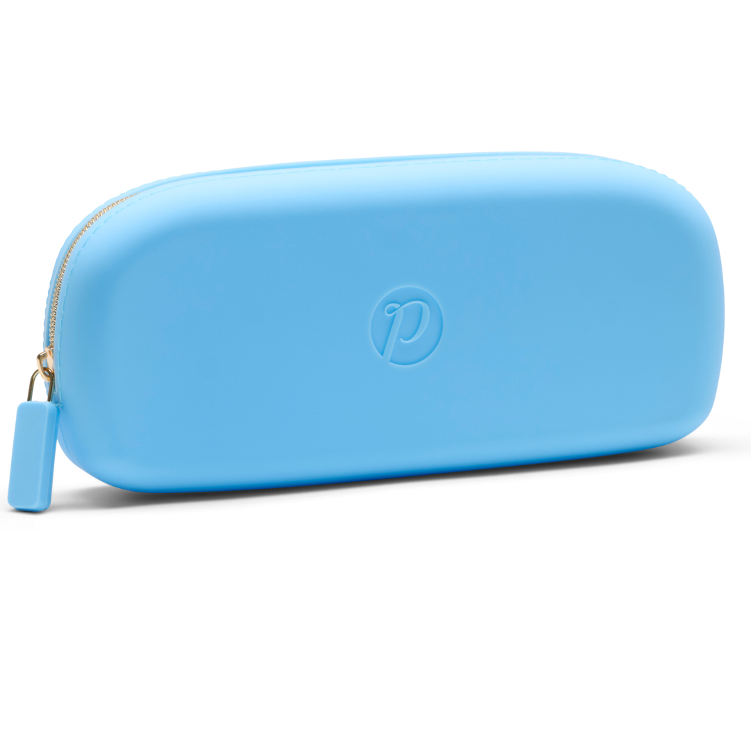 Light Blue silicone glasses case on a white background