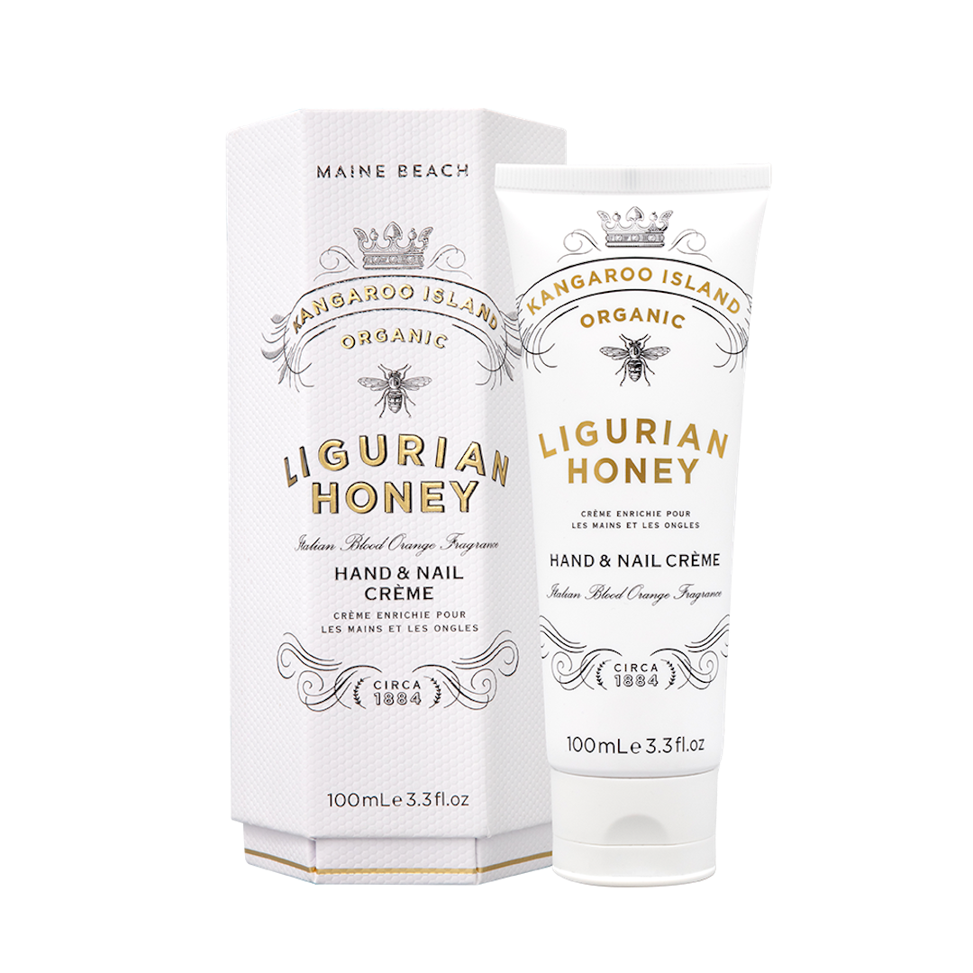 Kangaroo Island Organic Ligurian Honey Hand & Nail Creme with packaging on a white background