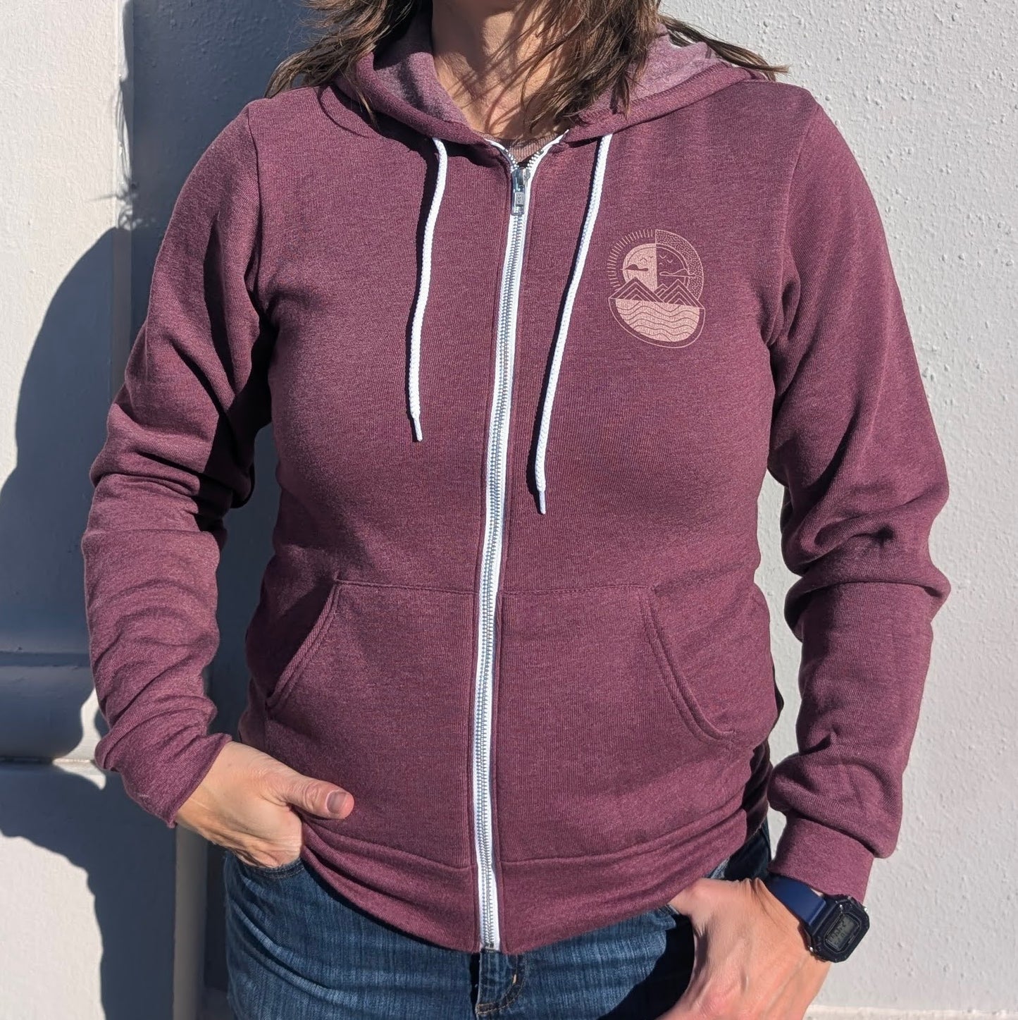 Maroon Mountain Sea Living Zip-Up