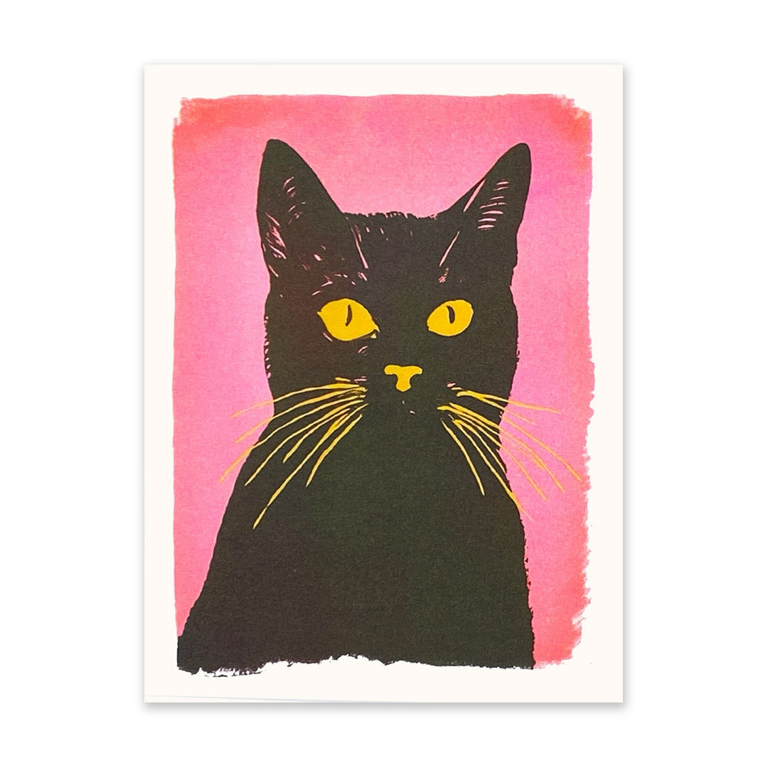 Retro Pink Cat Riso Print