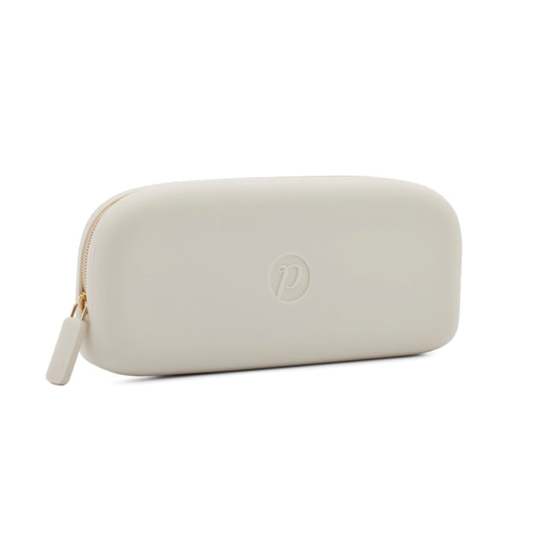 White zippered silicone glasses case on a white background 