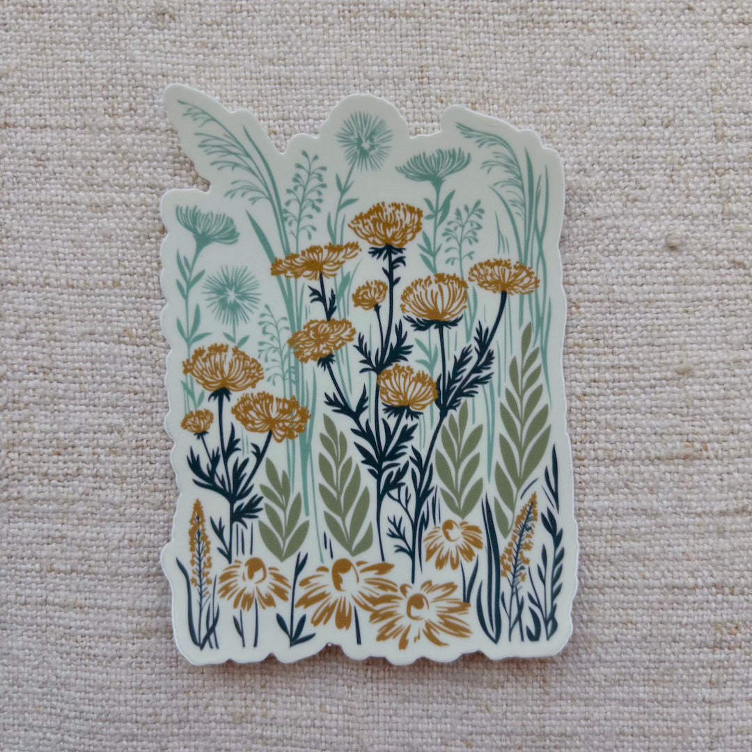 Decorative sticker with floral design on a textured surface