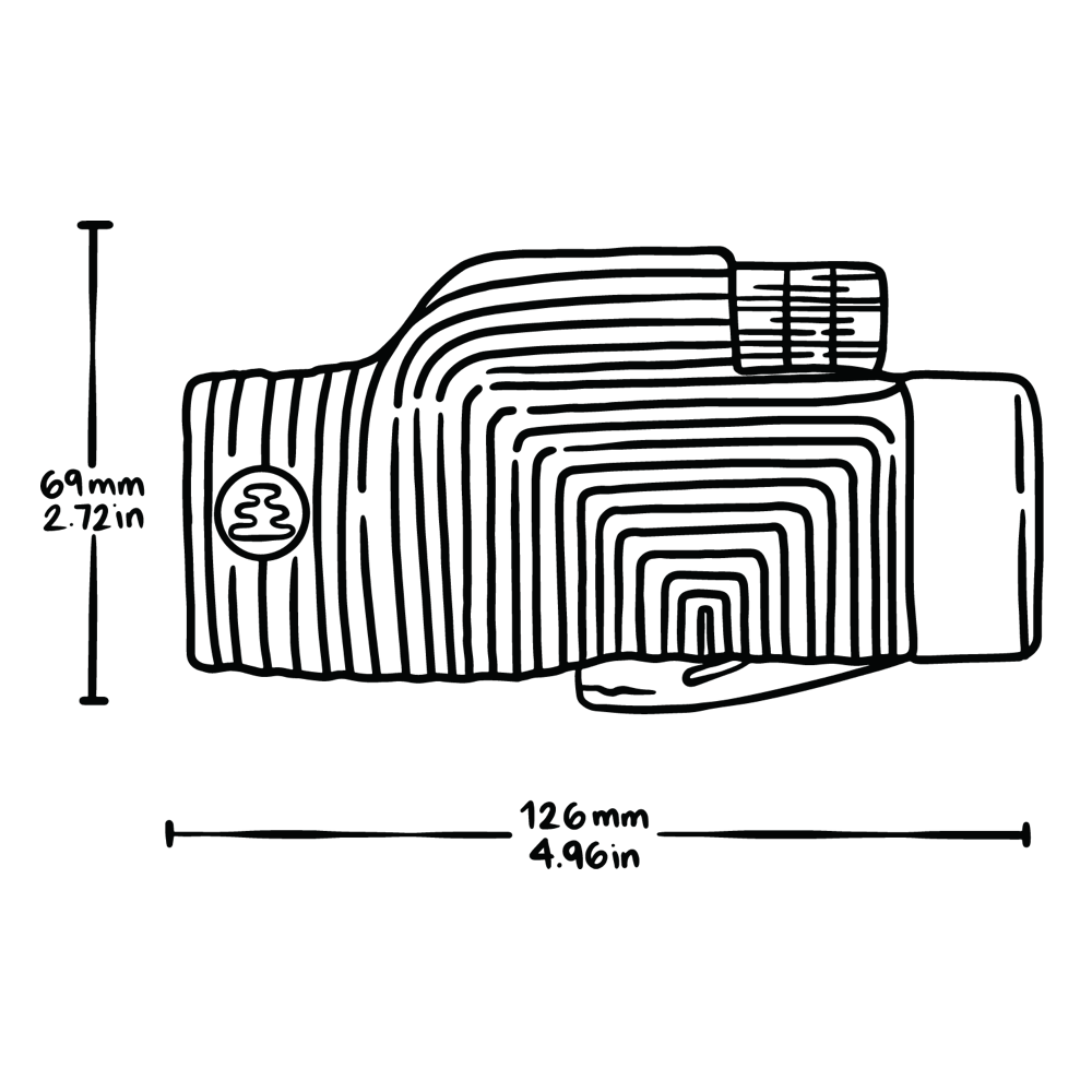 Measurement zoom tube monocular with dimensions labeled