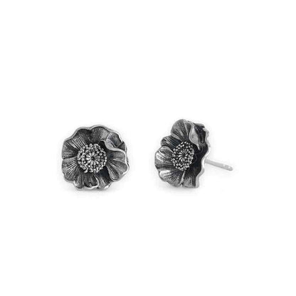 Poppy Flower Sterling Silver Earrings Nina Designs