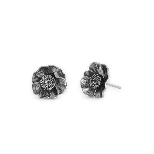 Poppy Flower Sterling Silver Earrings Nina Designs