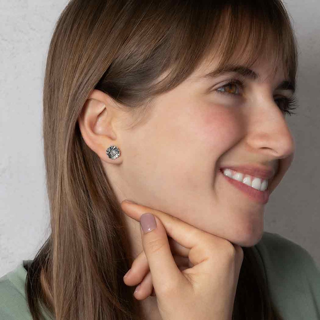 Poppy Flower Sterling Silver Earrings Nina Designs