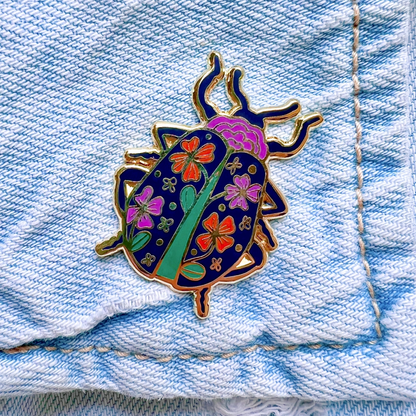 Floral Beetle Enamel Pin