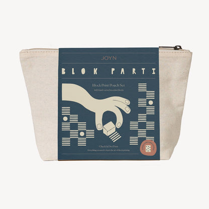 Canvas pouch with JOYN blok parti packaging
