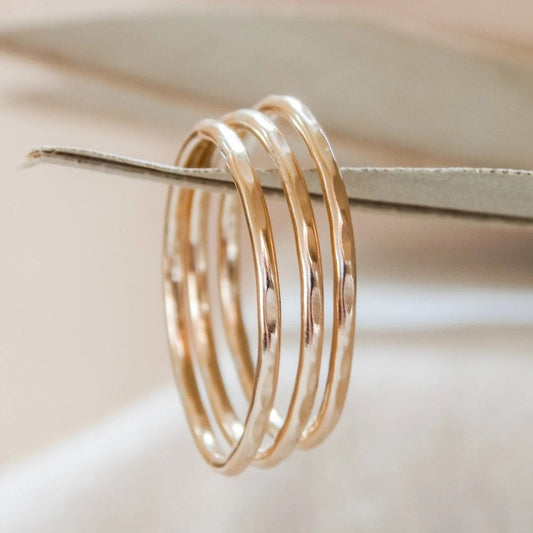Gold Thin Hammered Band Ring