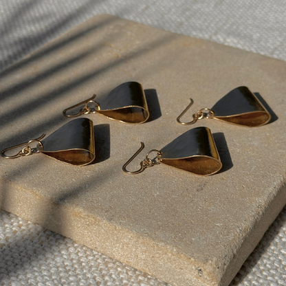 Folded brass dangle earrings