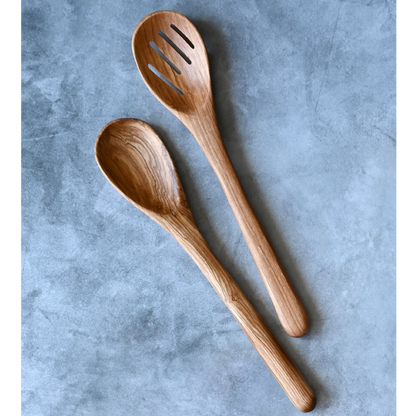 Olive Wood Slatted Salad Servers
