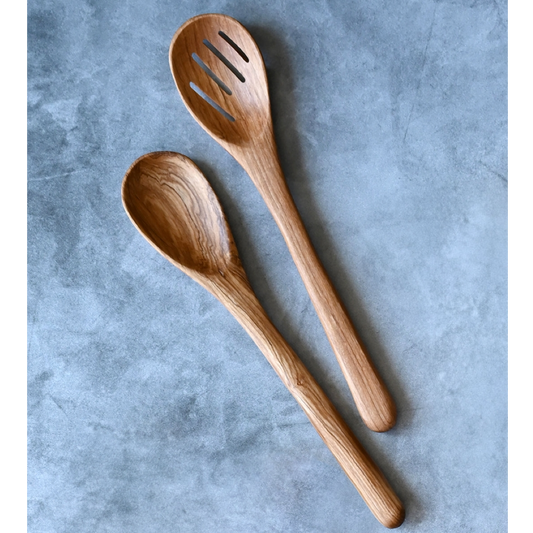 Olive Wood Slatted Salad Servers