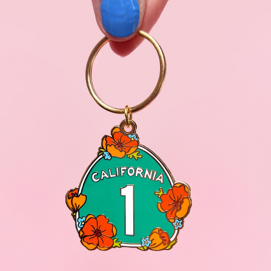 California Highway 1 Enamel Keychain Brenna Daugherty Illustration