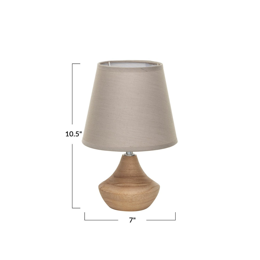 Eucalyptus Wood Table Lamp with Linen Shade Creative Co-Op