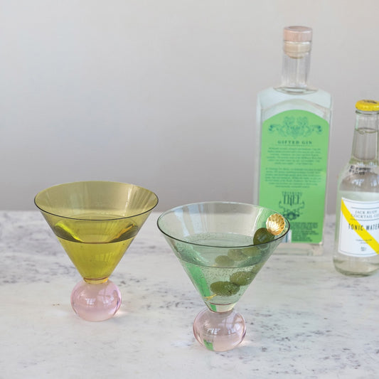 Two-Tone Martini Glass with Ball Stem