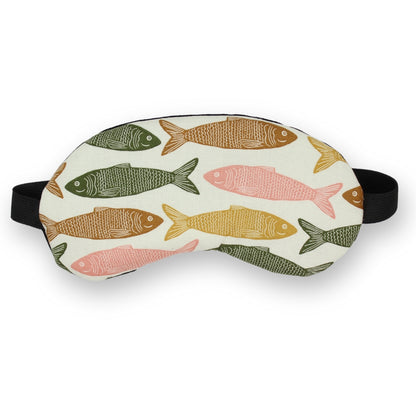 Sleep mask with fish pattern on a white background