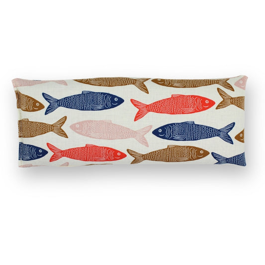 Eye Pillow with colorful fish pattern on it