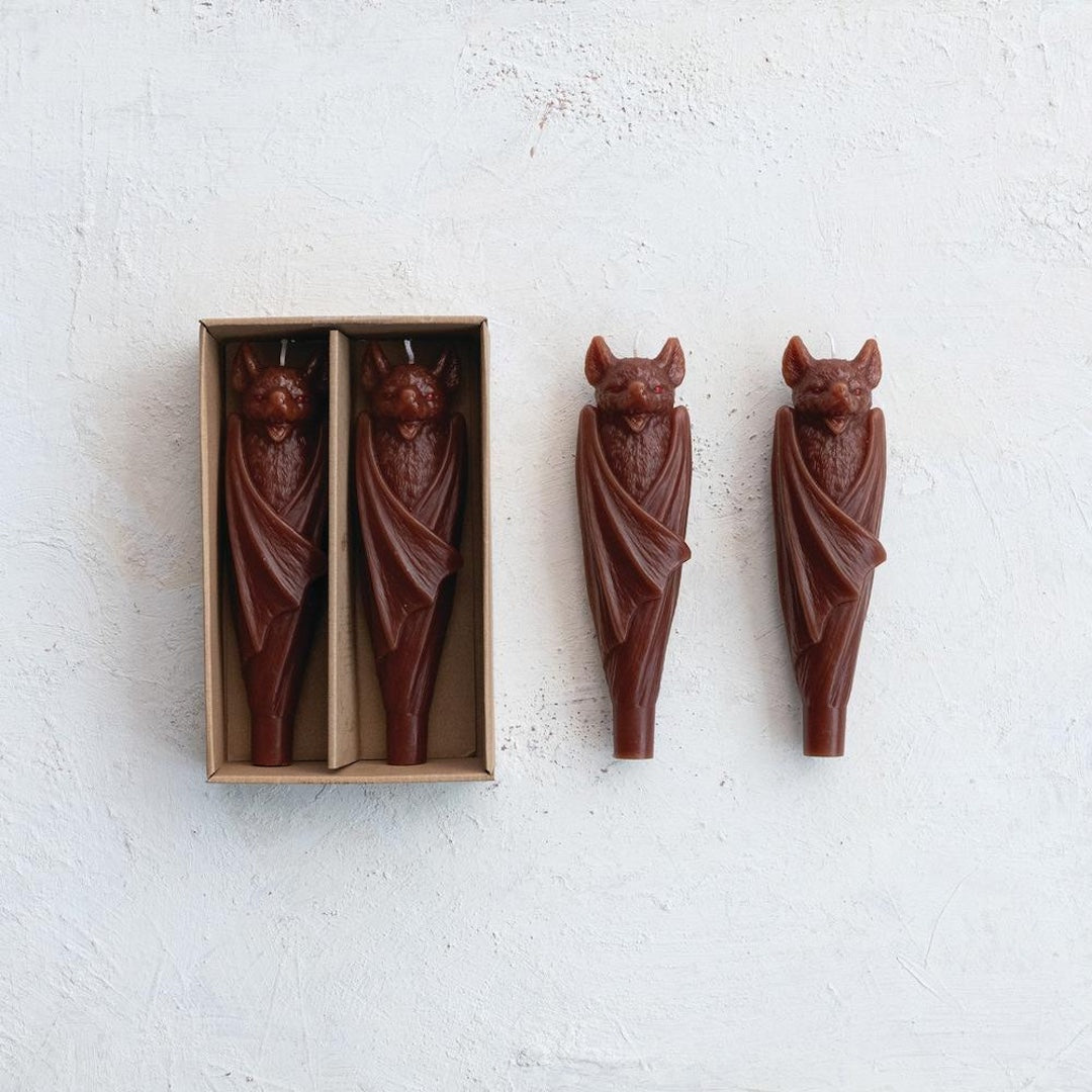 Set of 2 Bat Shaped Taper Candles