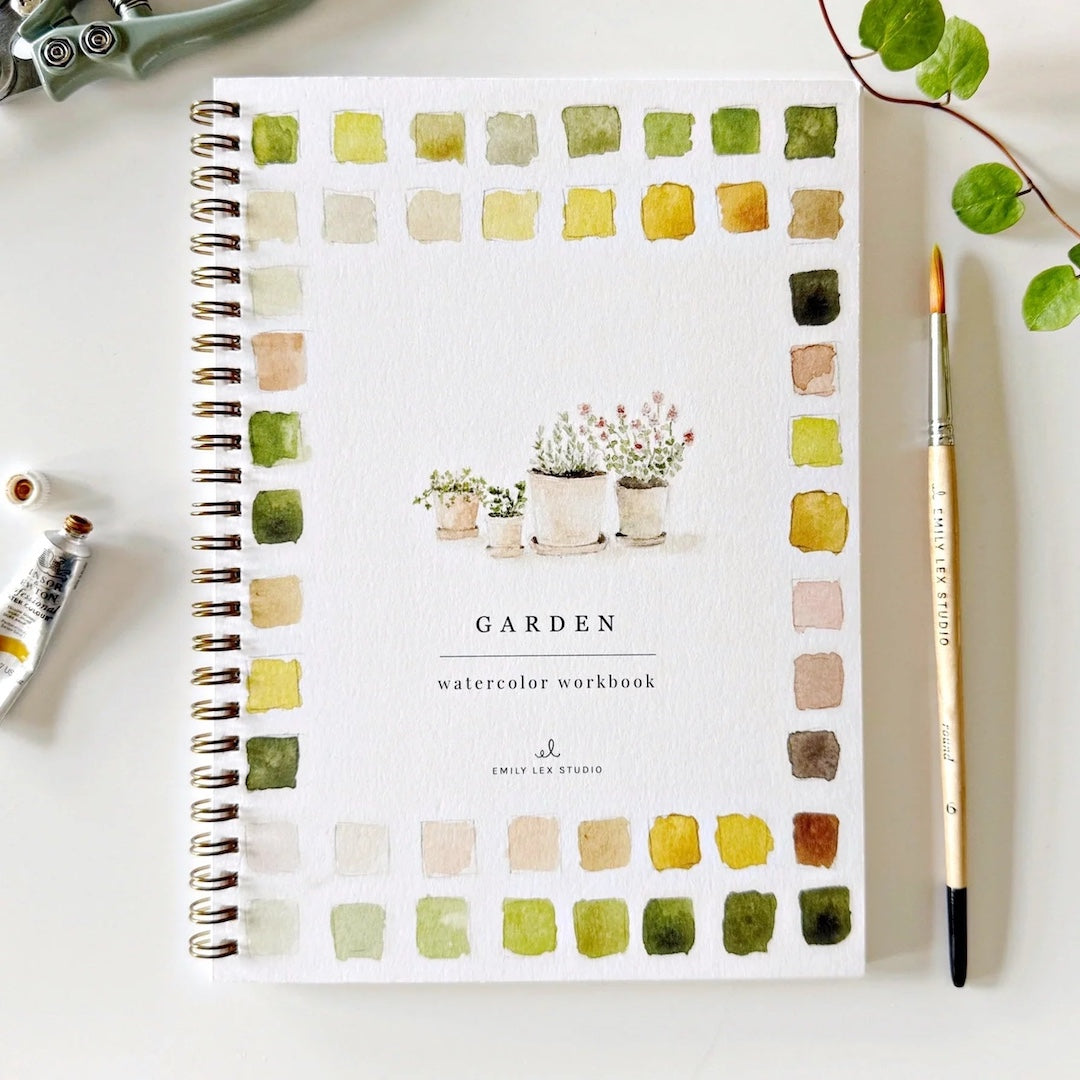cover of watercolor workbook titled 'garden'