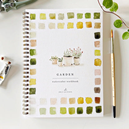 cover of watercolor workbook titled 'garden'
