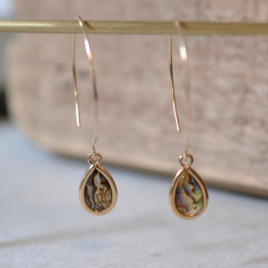 hoop earrings with paua shell dangle