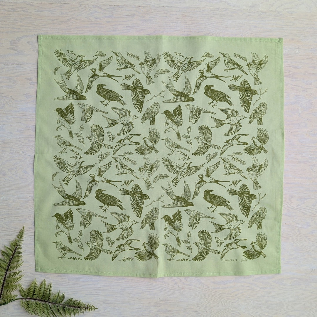 Green Screenprinted Birder Bandana