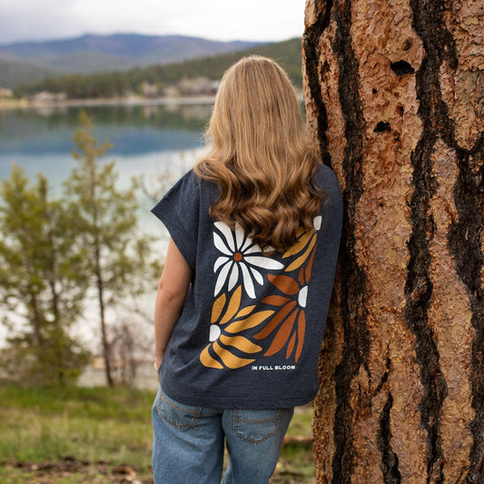 In Full Bloom Washed Navy Ladies Tee