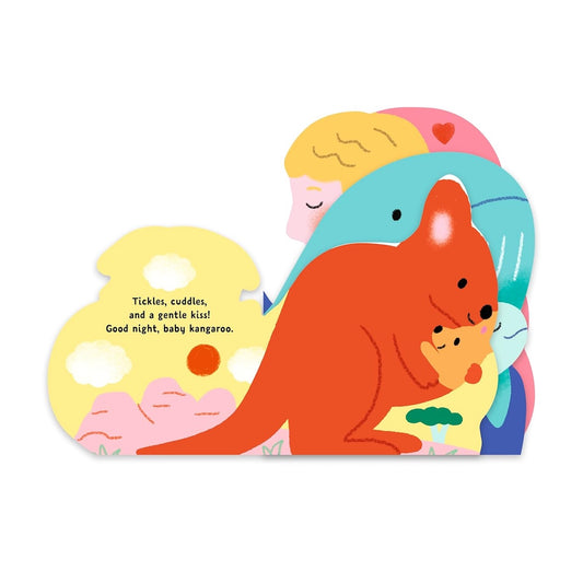Children's book with a kangaroo and baby illustration on a white background