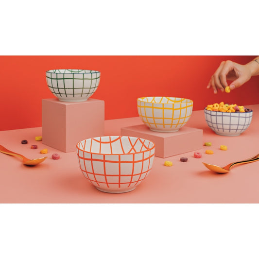 Wobbly Check Bowls - Set of 4