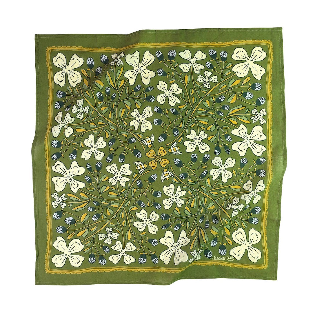 Green bandana with clovers on it