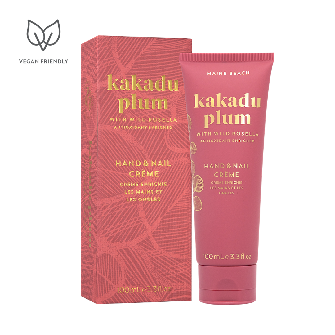 Kakadu Plum hand and nail crème with packaging on a white background