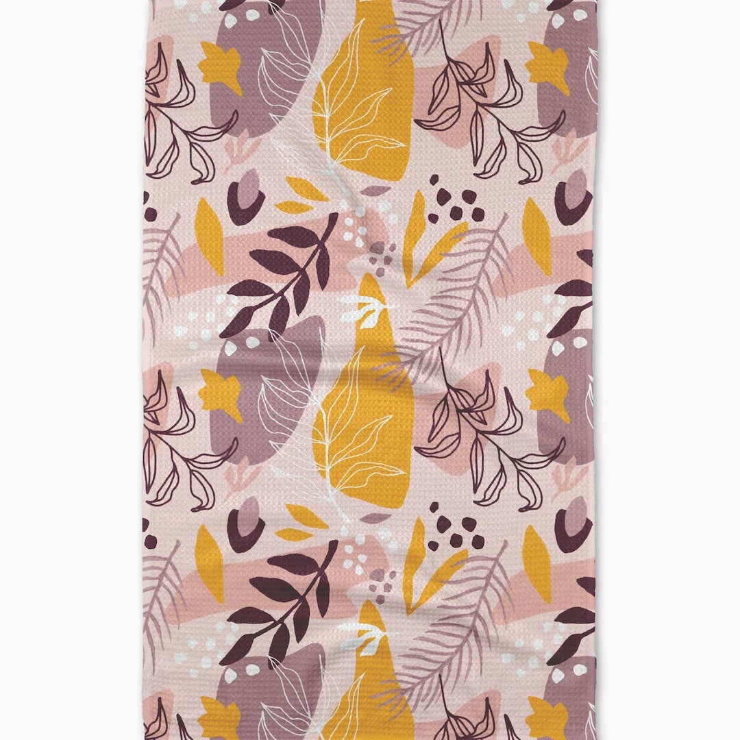 Dishtowel with an abstract leaf pattern