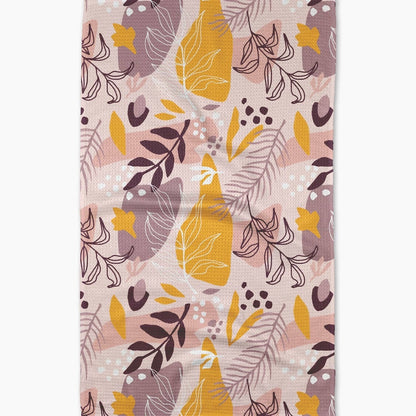 Dishtowel with an abstract leaf pattern