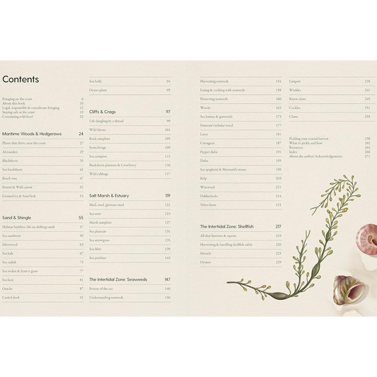 Table of contents from the book the coastal forager