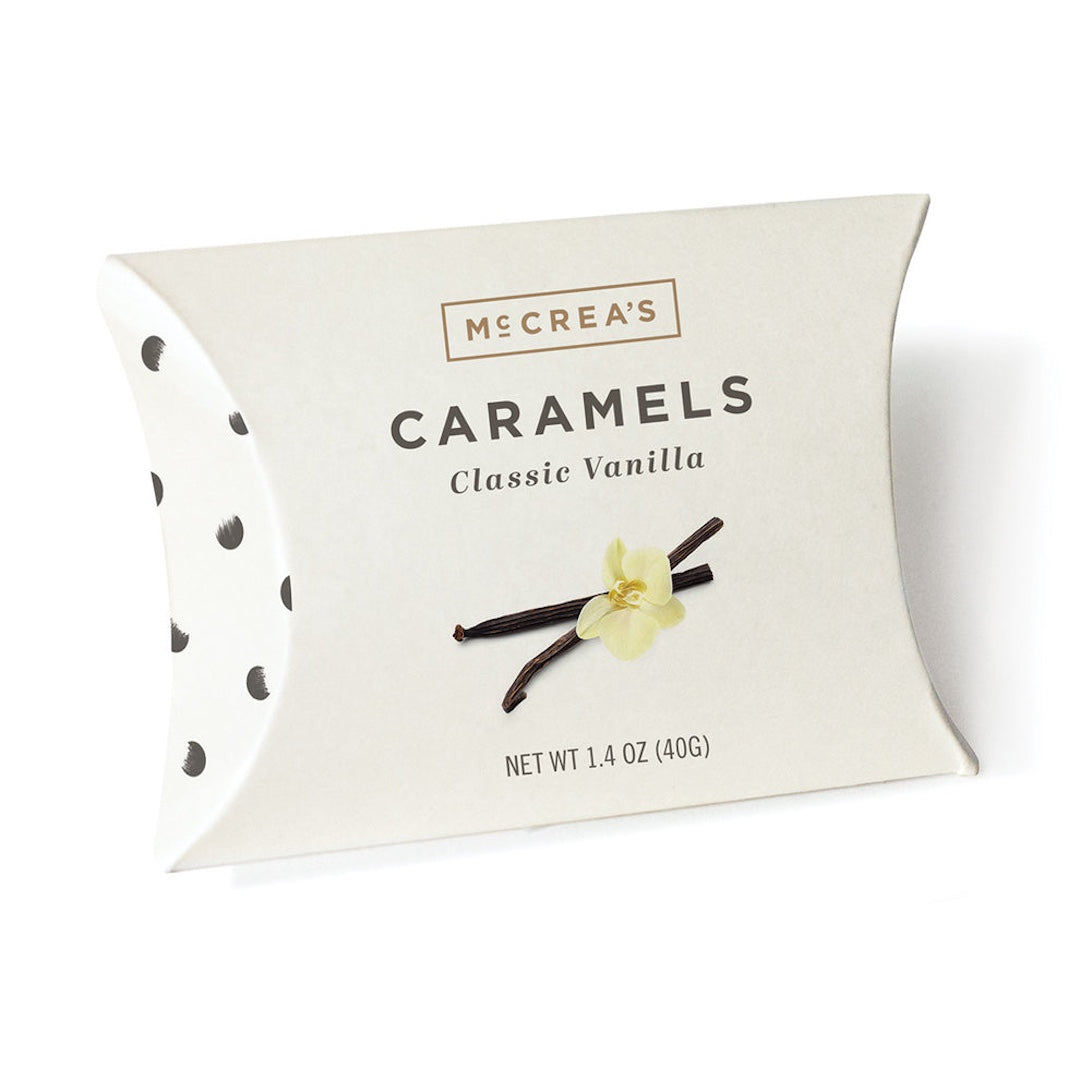 McCrea's Classic Vanilla Caramels packaging on a white background