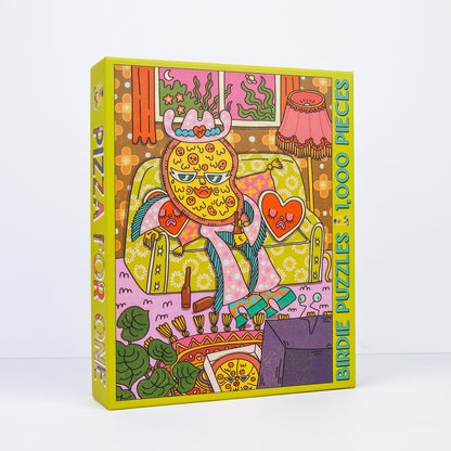 Colorful puzzle box with a cartoon character on a white background