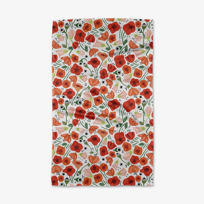 dishtowel with orange poppies 
