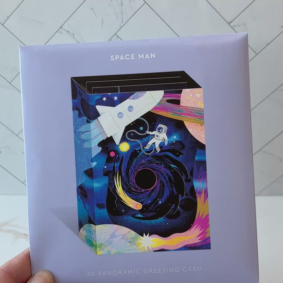 Video showing a space themed 3D card