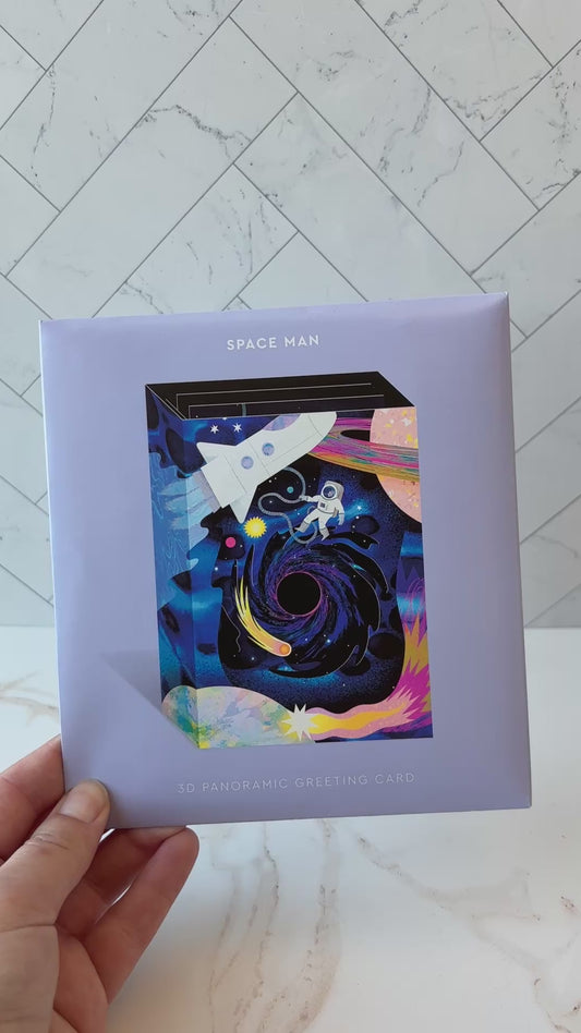 Video showing a space themed 3D card